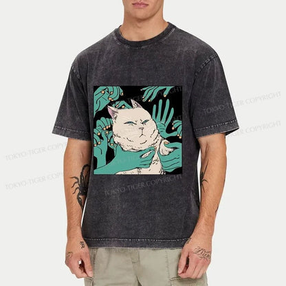 Tokyo-Tiger Scary Cat Japanese Washed T-Shirt