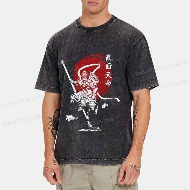 Tokyo-Tiger Face Destiny Wukong Washed T-Shirt