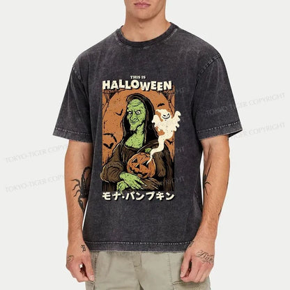 Tokyo-Tiger Mona Lisa Smile On Halloween Washed T-Shirt