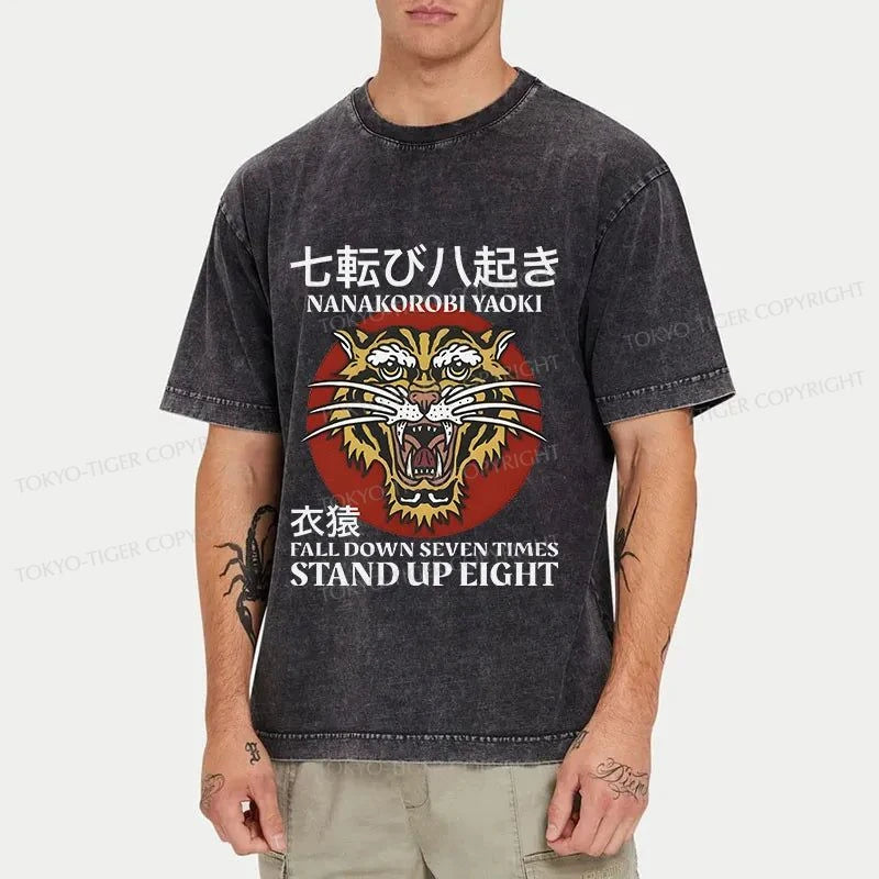 Tokyo-Tiger Retro Tiger Japanese Washed T-Shirt