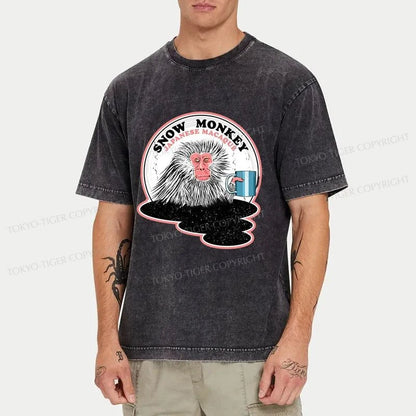 Tokyo-Tiger Macaque Snow Monkey Japanese Washed T-Shirt