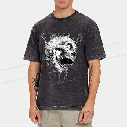 Tokyo-Tiger Terrifying Skull Japan Washed T-Shirt