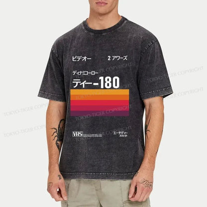 Tokyo-Tiger VHS Inspired Retro 80s Poster Washed T-Shirt