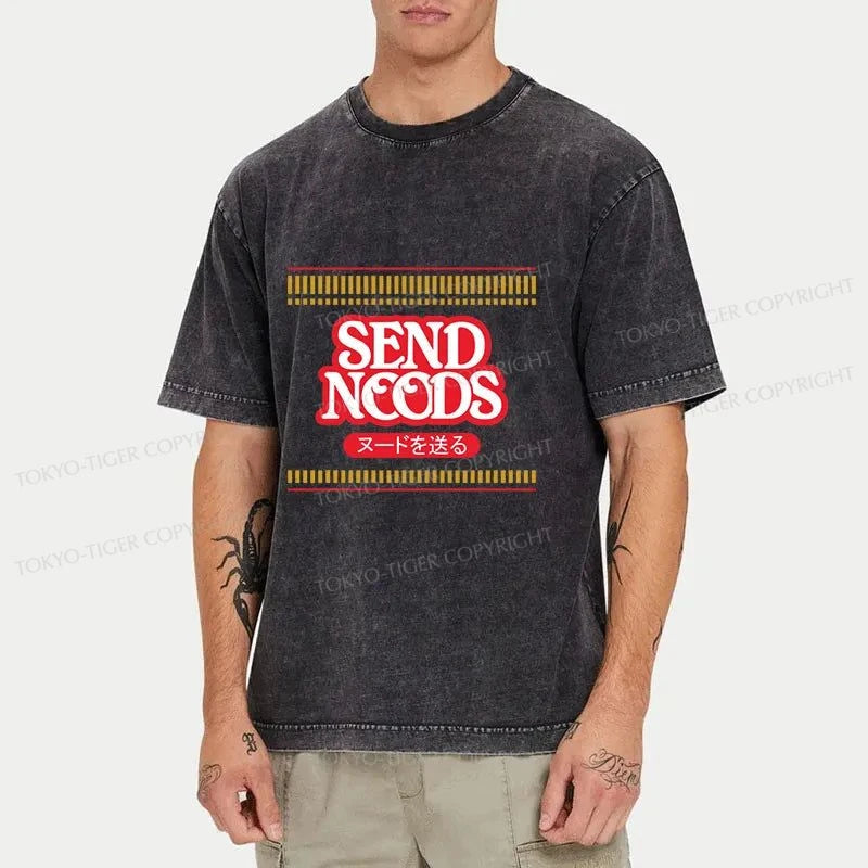 Tokyo-Tiger Send Noods Logo Japanese Washed T-Shirt