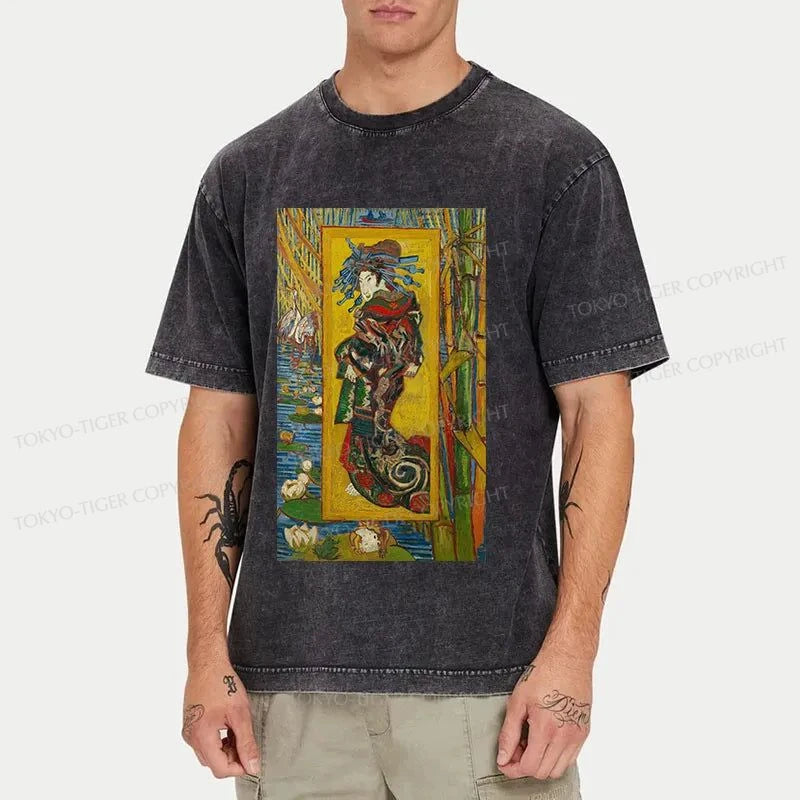 Tokyo-Tiger Vincent Van Gogh Painting Japan Washed T-Shirt