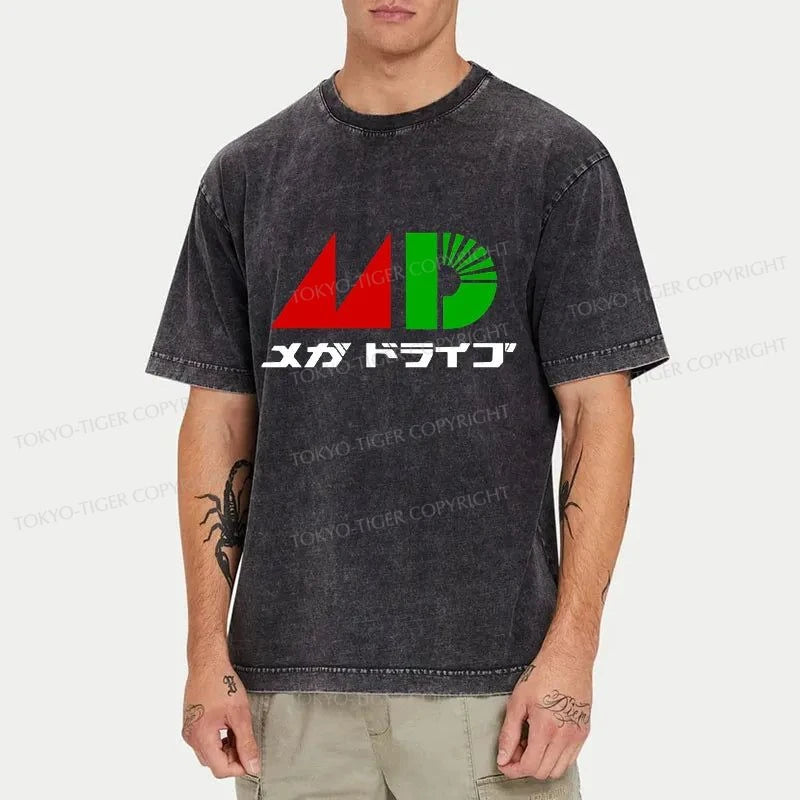 Tokyo-Tiger JP Mega Drive Logo Washed T-Shirt