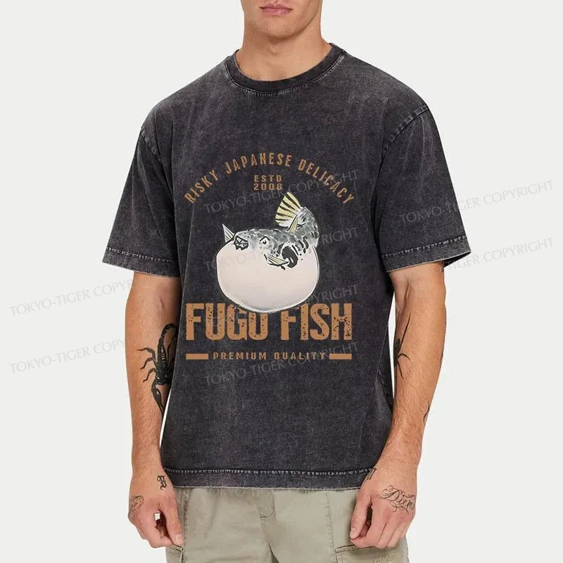 Tokyo-Tiger Fugu Fish Japanese Washed T-Shirt