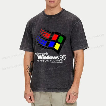 Tokyo-Tiger Windows 95 Logo Washed T-Shirt