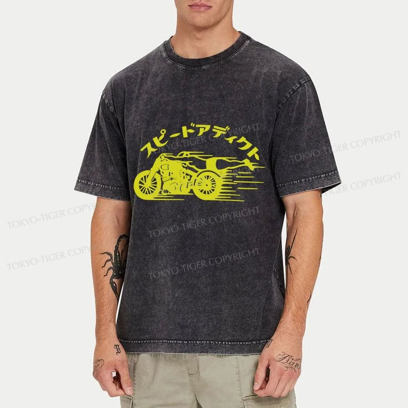 Tokyo-Tiger Speed Adapt Motorcycle Washed T-Shirt