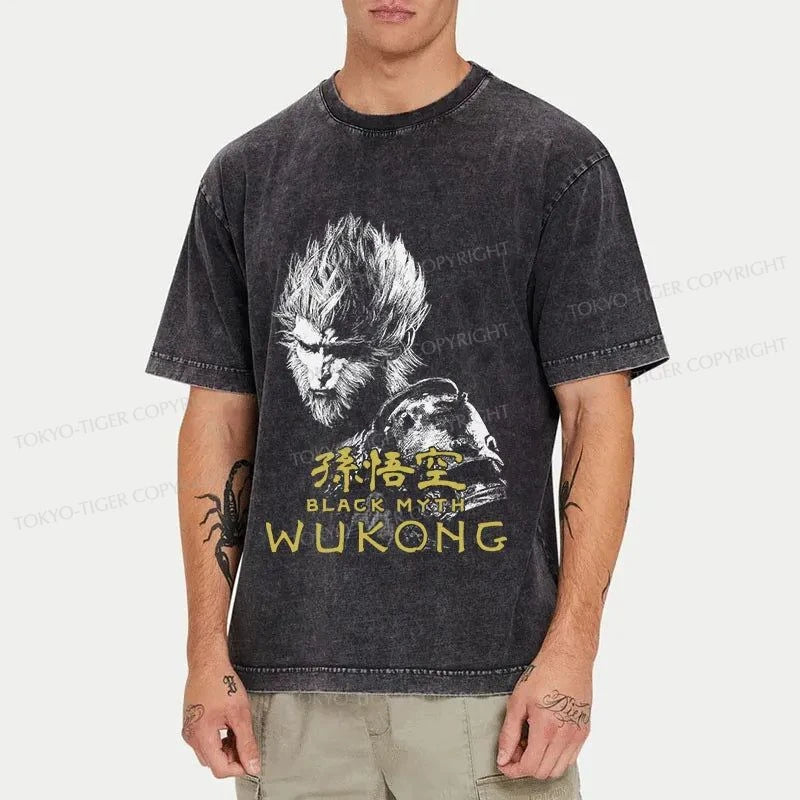 Tokyo-Tiger Retro Wukong Washed T-Shirt