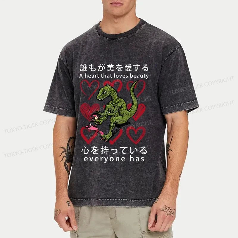 Tokyo-Tiger Dinosaur Nail Polish Japanese Washed T-Shirt