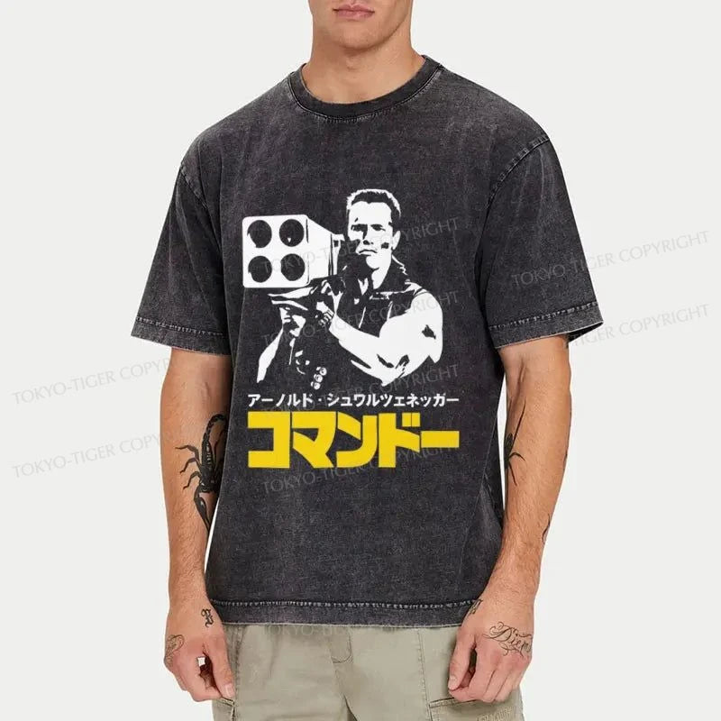 Tokyo-Tiger Commando In Japanese Washed T-Shirt