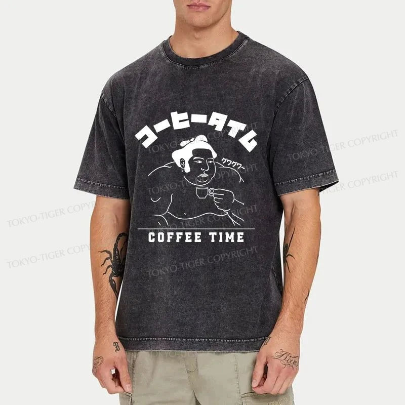 Tokyo-Tiger Coffee Time Japanese Washed T-Shirt