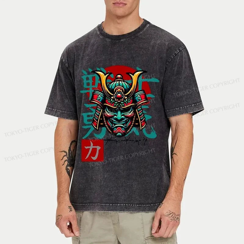 Tokyo-Tiger Samurai Warrior Spirit Japanese Washed T-Shirt