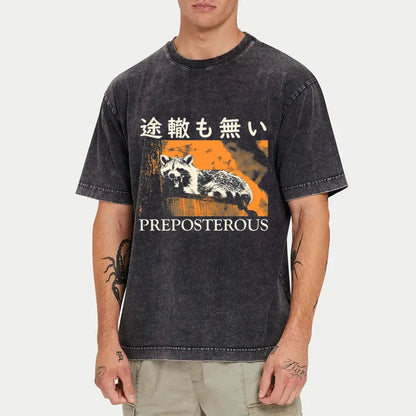 Tokyo-Tiger Helpless Raccoon Japanese Washed T-Shirt