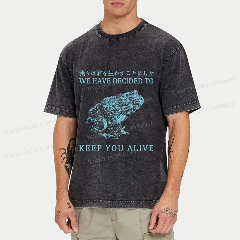 Tokyo-Tiger Keep Alive Frog Washed T-Shirt