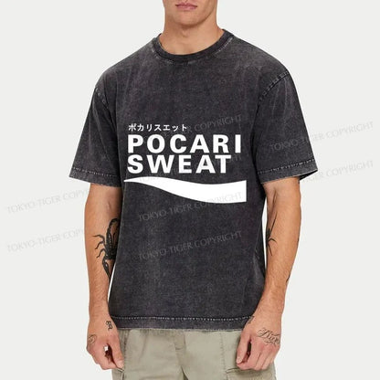 Tokyo-Tiger Japanese Pocari Sweat Logo Washed T-Shirt