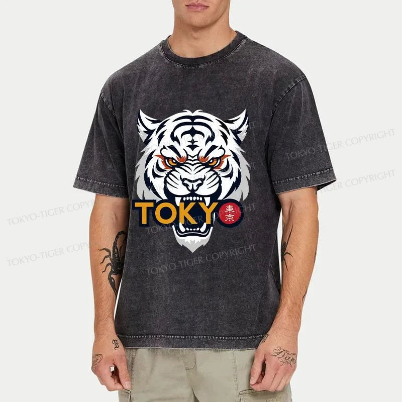 Tokyo-Tiger Logo Washed T-Shirt