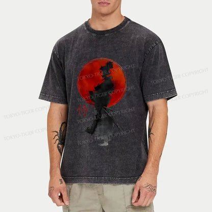 Tokyo-Tiger Cool Japanese Samurai Washed T-Shirt