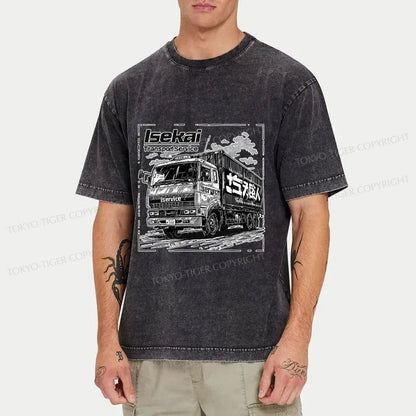 Tokyo-Tiger Isekai Transport Service Japanese Washed T-Shirt