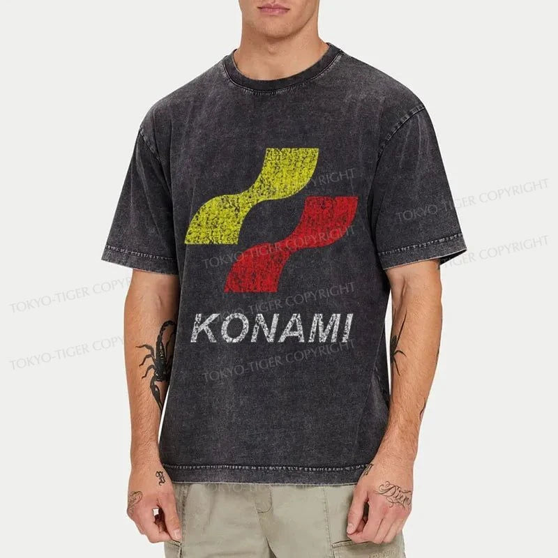 Tokyo-Tiger Konami Logo Japanese Washed T-Shirt