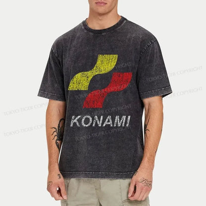 Tokyo-Tiger Konami Logo Japanese Washed T-Shirt