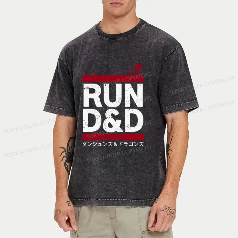 Tokyo-Tiger Run D&D Game Japanese Washed T-Shirt