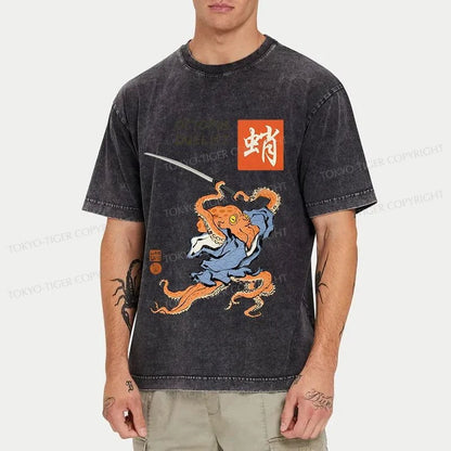 Tokyo-Tiger Octopus Warrior Washed T-Shirt