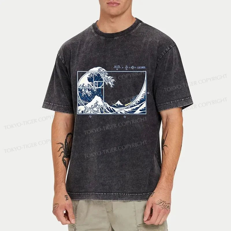 Tokyo-Tiger Ukiyoe Waves Japan Washed T-Shirt