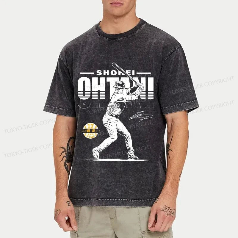 Tokyo-Tiger Retro Shohei Ohtani Japan Washed T-Shirt