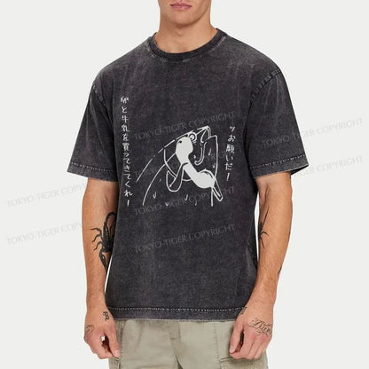 Tokyo-Tiger A Fish On The Phone Washed T-Shirt