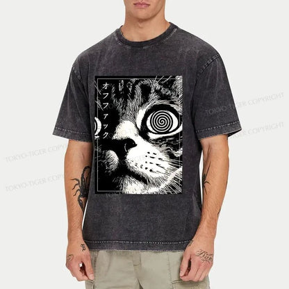 Tokyo-Tiger Scary Cat Japan Washed T-Shirt