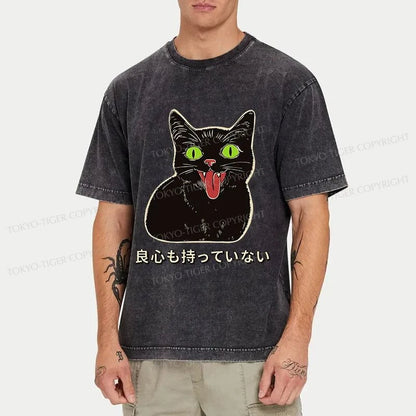 Tokyo-Tiger Cat Without A Conscience Washed T-Shirt