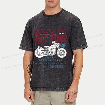 Tokyo-Tiger Motorcycle Japanese Washed T-Shirt