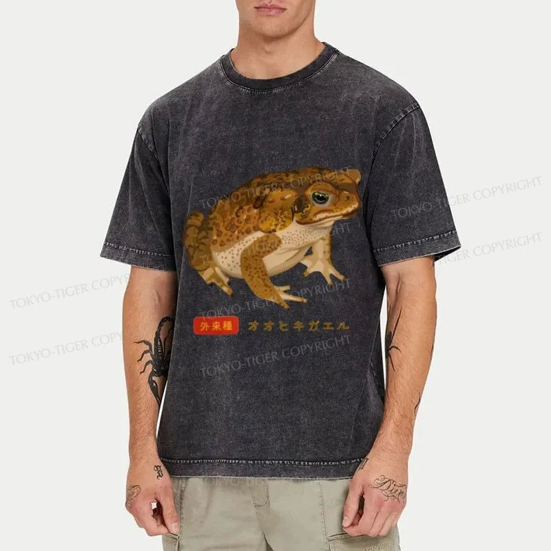 Tokyo-Tiger Brown Frog Japan Washed T-Shirt