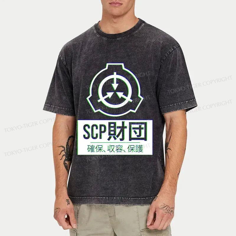 Tokyo-Tiger SCP Foundation Logo Washed T-Shirt