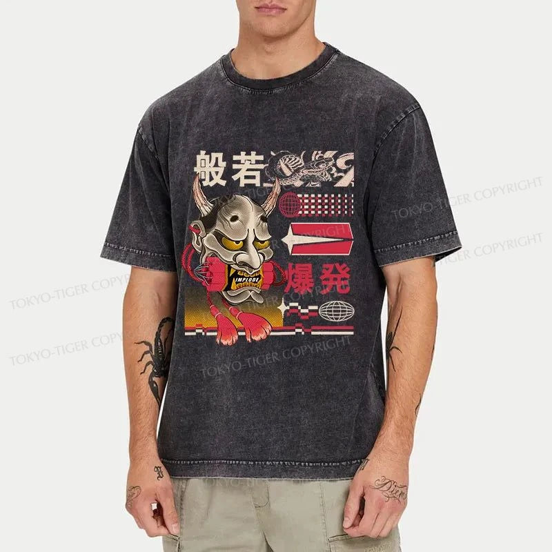 Tokyo-Tiger Hannya Mask Japanese Washed T-Shirt