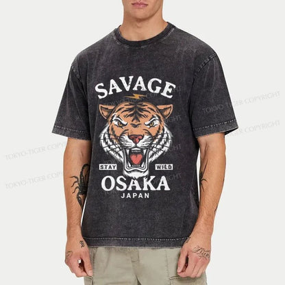 Tokyo-Tiger Savage Osaka Japan Washed T-Shirt