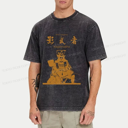 Tokyo-Tiger Japanese Shadow Samurai Washed T-Shirt