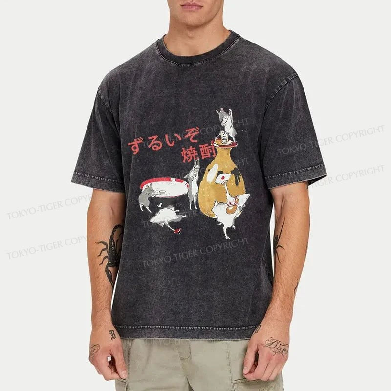 Tokyo-Tiger Rats Who Stole The Wine Washed T-Shirt