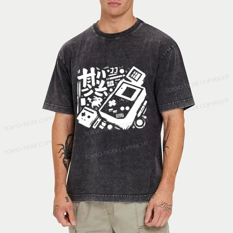 Tokyo-Tiger Games Console Japanese Washed T-Shirt