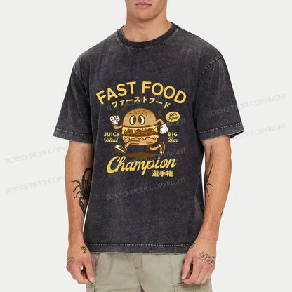 Tokyo-Tiger Fast Food Japanese Washed T-Shirt