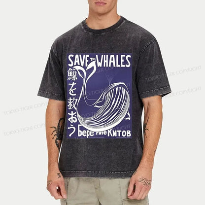 Tokyo-Tiger Save The Whales Japanese Washed T-Shirt