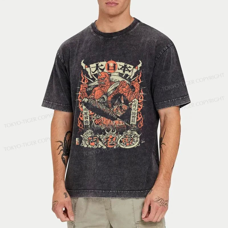 Tokyo-Tiger Japanese Monster Washed T-Shirt