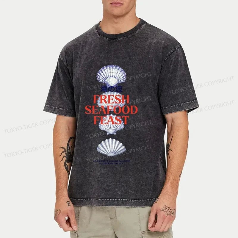 Tokyo-Tiger Fresh Seafood Feast Washed T-Shirt