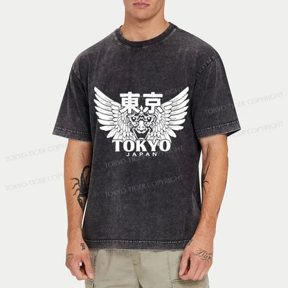 Tokyo-Tiger Japanese Tokyo Kanji Washed T-Shirt