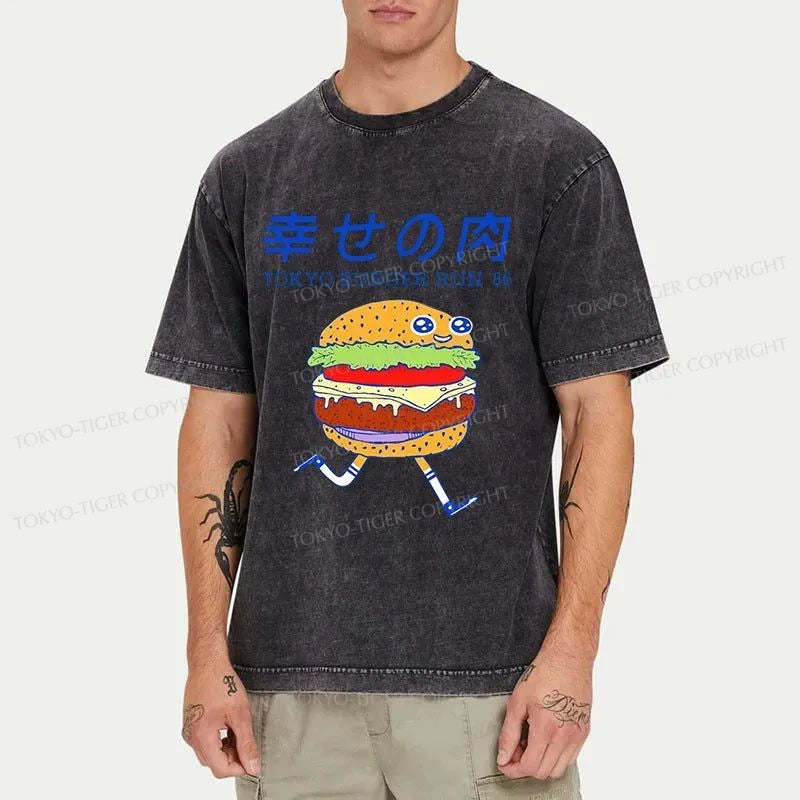 Tokyo-Tiger Tokyo Burger Run Japanese Washed T-Shirt