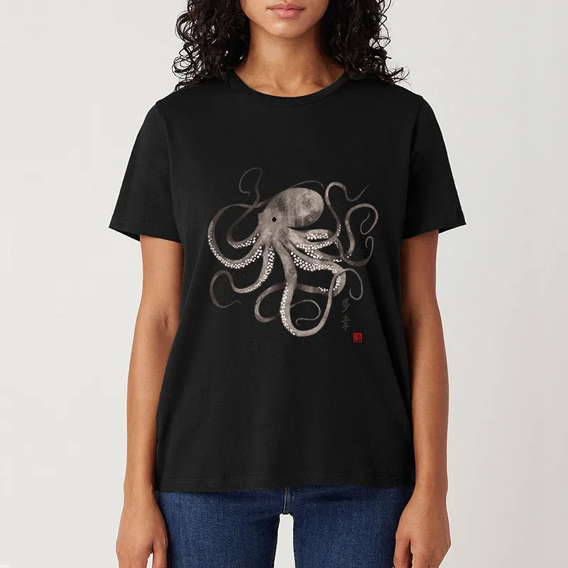 Tokyo-Tiger Octopus Japanese Calligraphy Classic T-Shirt