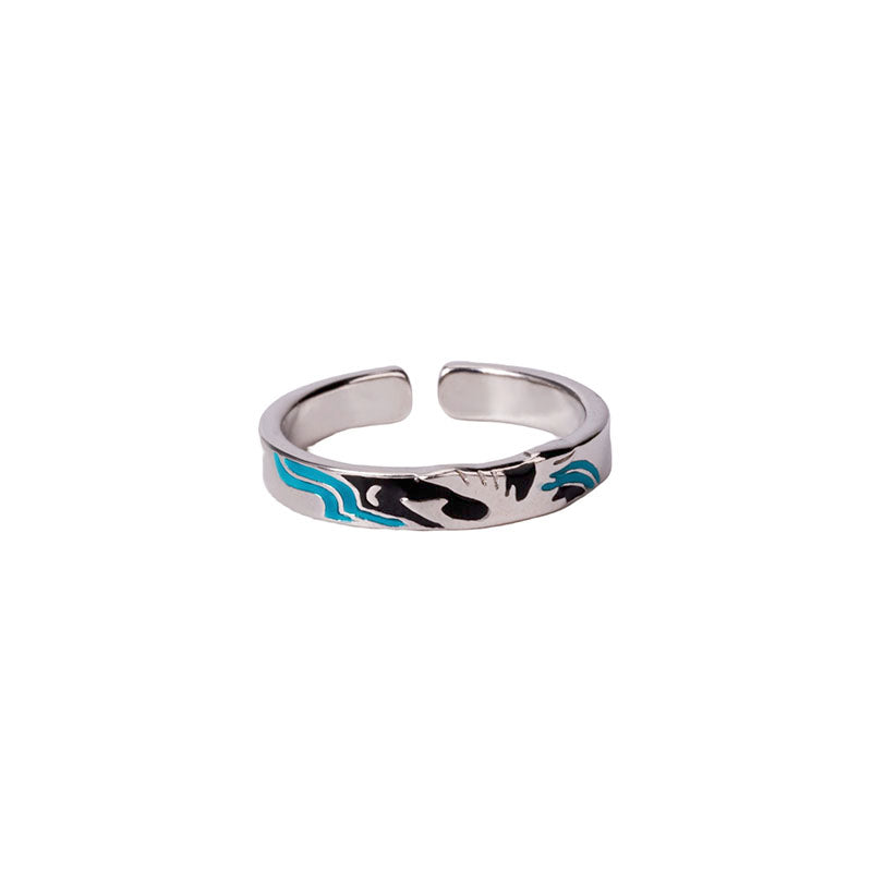 Tokyo-Tiger The Great Wave Off Birds Women Couple Ring