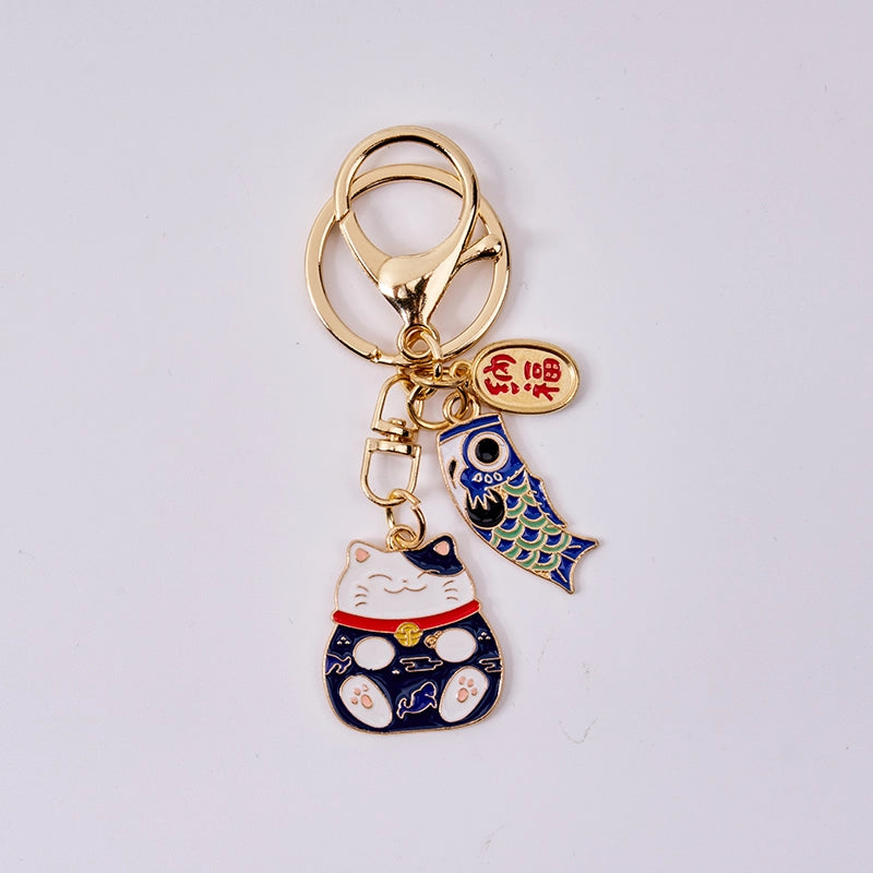 Tokyo-Tiger Blue Lucky Cat Keychain